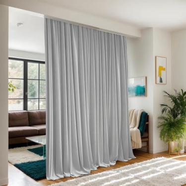 Imagem de Cortina do chão ao teto para trilho de montagem de teto na parede - Cortinas blackout extra largas à prova de som - Cortinas divisórias de privacidade para sistema de trilho de teto ou haste com