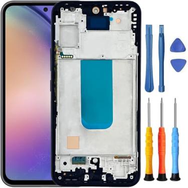 Imagem de Foufinin Substituição de tela para Samsung Galaxy A54 5G para Samsung A54 5G com moldura SM-A546E SM-A546B SM-A546U SM-A546V Display LCD Touch Digitalizador Assembléia com ferramentas preta