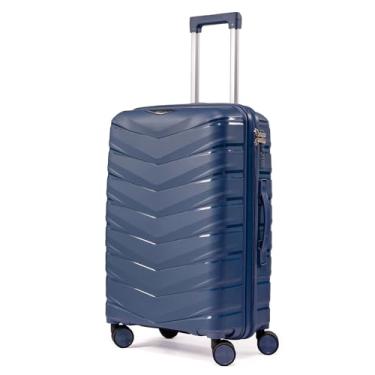 Imagem de Mala De Viajem 23Kg Média Polipropileno 8 Rodas Giro 360º Resistente Cadeado Integrado Zíper Antifurto Para Despachar Tamanho M Rígida Leve (AZUL, MÉDIA)