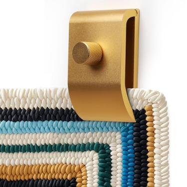 Imagem de Cabide de tapeçaria, 4 peças de ganchos de colcha para parede para exibição, grampos de cobertor de alumínio, gancho de tapete de exibição de tapete para pendurar na parede (ouro)
