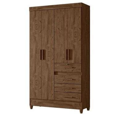 Imagem de Guarda Roupa Solteiro Sobral 4 Portas Castanho Wood - Moval - MOVAL MO