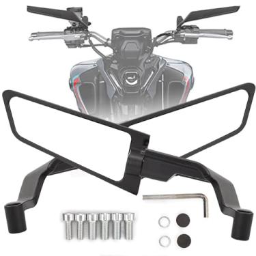 Imagem de XINGWU Espelhos de asa grandes para motocicleta, espelho lateral retrovisor ajustável para bicicleta de rua Z650 Z900 Z1000 Duke 390 790 1290 MT07 MT09 S1000