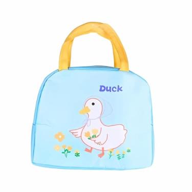 Imagem de Bolsa Lancheira Térmica Infantil Animais Bonitinhos Alça Dupla Quente Frio Escola e Passeios (Pato Verde)