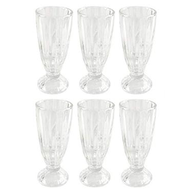 Imagem de Home-X Conjunto de copos de milkshake estilo vintage, copos canelados à moda antiga, copos de sobremesa para sundaes de sorvete, vitaminas, fonte de refrigerante clássica, decoração de cozinha retrô