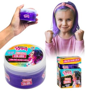 Imagem de Cera Colorir Cabelo Infantil Lavável Menina Todo Tipo Cabelo Rosa Roxo Mechas Coloridas Presente Aniversário Natal Brinquedo Criativo 5 6 7 8 9 Anos Estilo Não Mancha Sai Com Água E Shampoo (Roxo)