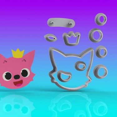 Imagem de Cortador Baby Shark Rosto Raposa Modular Tamanho 4Cm