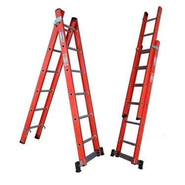 Imagem de Escada Tesoura Extensível Em Fibra 1,90X3,20M 6X10 Degraus Wbertolo