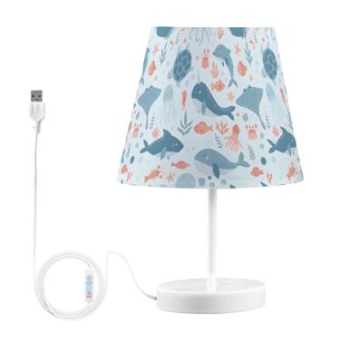 Imagem de Joisal Candeeiros de mesa de animais marinhos, corais, com abajur, luz de cabeceira, luz de cama, decoração de mesa