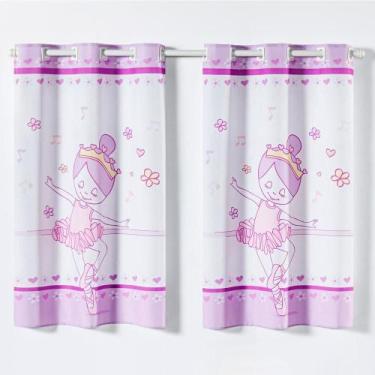 Imagem de Cortina Kids Infantil Varão Oxford 2Mx1,30M Bailarina Lilás - Casa Sca