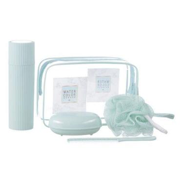Imagem de Kit Viagem 5 Peças Organizador Banho Esponja Porta Escova - PGB, Verde