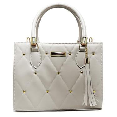 Imagem de Bolsa Feminina Handbag Transversal Bolsa Tiracolo Grande Alça Removível Tote (Marfim)