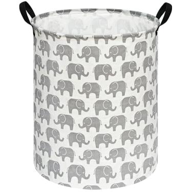 Imagem de ACMUUNI Cesta redonda de 50 cm para presente infantil, cesto de roupa suja, brinquedos de bebê, cesto de armazenamento para decoração de quarto de crianças (elefante)