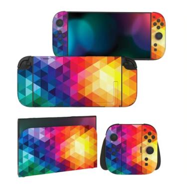 Imagem de PlayVital for Nintendo Switch 2 Skin Full Set (2-Pack) - Protective Vinyl Decal Stickers for Switch 2 Console, Joycons, Handle Grips & Dock | No Residue, Anti-Scratch - Colorful Triangle