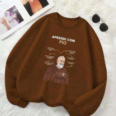 Imagem de Moletom GOLA CARECA Unissex Feminino Masculino Estamp Aprendi Com São 