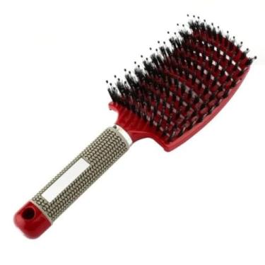 Imagem de Escova de cabelo pente desembaraçador escova de cabelo desembaraçador piolhos massagem pente feminino emaranhado salão de cabeleireiro (vermelho)
