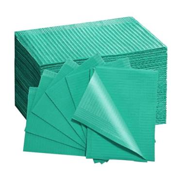 Imagem de EZEELAI 50 Babadores Descartáveis Para Tatuagem De Paciente, 33 X 45 Cm, Toalha Dentista Com Fundo Poliéster, Guardanapos 3 Camadas Arte Em Unhas - Durável E Resistente A Fluidos, Verde Escuro