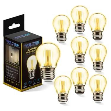 Imagem de Kit 9 Lâmpada Led retro Bolinha G45 2w Filamento Volter Bivolt E27 2200k Branco Quente