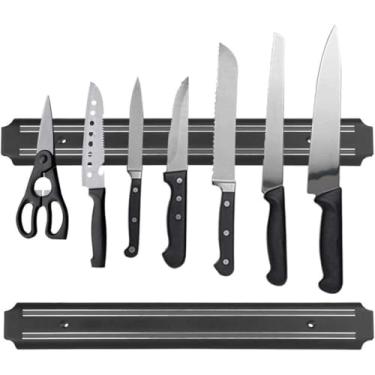 Imagem de Barra Magnética de Parede 33cm para Facas e Ferramentas | Imã Potente | Organizador de Utensílios Metálicos | Aço Inox + Plástico Resistente | Instalação com Parafuso