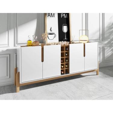 Imagem de Buffet 4 Portas c/ Prateleiras Lizz 1,90 Branco/Cedro