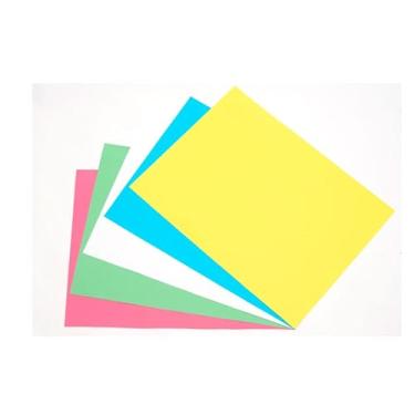 Imagem de Kit de Cartolinas Coloridas, 48x66cm, 10 Unidades, 5 Cores (Branco, Azul, Rosa, Verde, Amarelo) (Sortido)