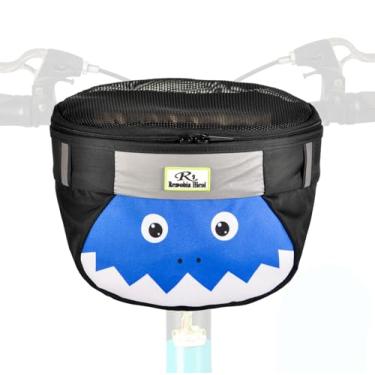 Imagem de Remobia Hicol Cesta de bicicleta infantil, bolsa durável para bicicleta e scooter, bolsa de guidão de bicicleta de tecido impermeável para meninos, meninas, crianças pequenas com aba de malha com