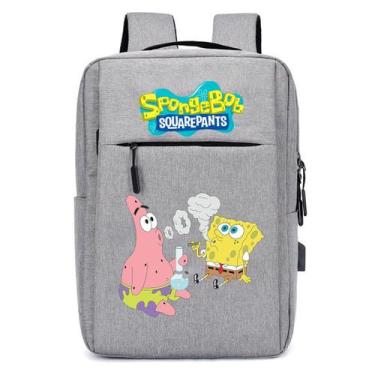 Imagem de Mochila Bolsa MediInfantil com USB Estampa Esponja Divertida Amarela p