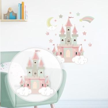 Imagem de Adesivo Decorativo Castelo Infantil Lavável Seguro Fácil Aplicação Ideal para Quarto de Bebê Menino Menina Área Kids Criativo