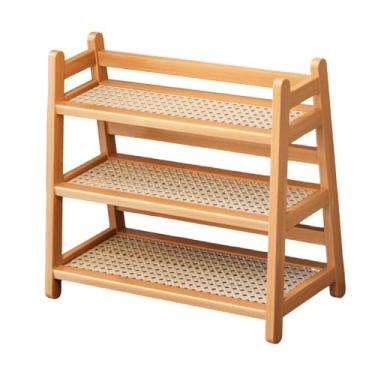 Imagem de ＫＬＫＣＭＳ Suporte para garrafas de xarope, prateleira de balcão de cozinha, suporte de tempero de bambu, para canecas para, penteadeira de mesa, Cor de Madeira