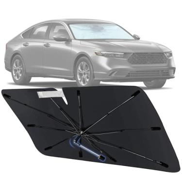 Imagem de Guarda-sol de para-brisa para Honda Accord 2023-2024, para-sol de janela frontal dobrável com eixo rotativo de 360°, persianas de carro de ajuste personalizado para acessórios Accord com proteção UV e