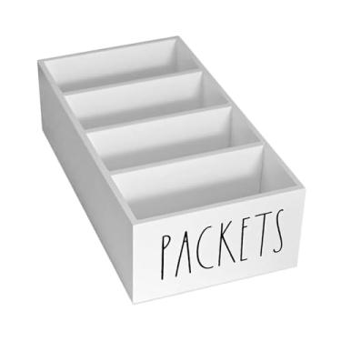 Imagem de Ｂｅｓｇａ Organizador de pacotes de temperos, recipiente para armazenamento de pacotes de especiarias de madeira, para cozinha, hotel, fazenda, cafeteria, Branco