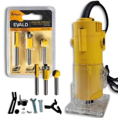 Imagem de Tupia para Laminado 6mm 650W EVTUP110/220 com Kit 3 Fresas para Madeir