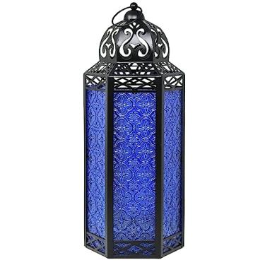 Imagem de Castiçal decorativo de lanterna marroquina, extragrande, cobalto