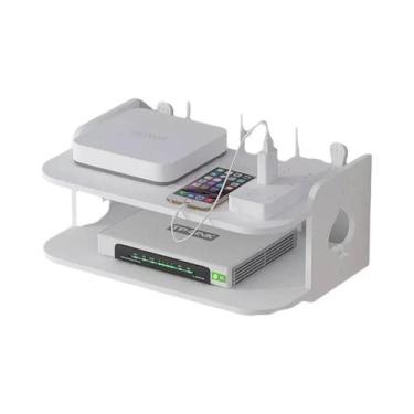 Imagem de Prateleira De Parede De 2 Camadas Para TV Box Router DVD Player Rack D