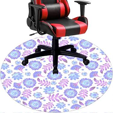 Imagem de Tapete de cadeira de escritório com flores, textura de flor, tapete de cadeira de mesa para piso de madeira de escritório em casa, protetor de piso de pilha baixa, redondo 119 cm