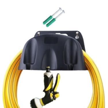 Imagem de ROLUXENTIA Suporte de parede de carretel de mangueira de jardim para organização de quintal - 2 unidades de suporte de mangueira de água de plástico premium, configuração pequena para garagem