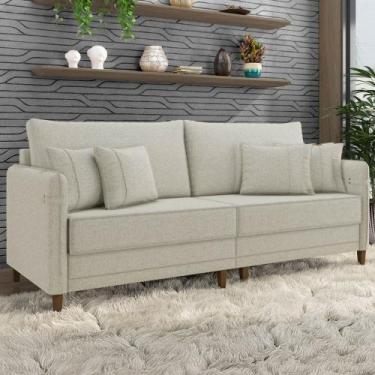 Imagem de Sofá 2 Lugares Living 172cm Pé Madeira Zoe Linho Cru Z08 - Mpozenato, 
