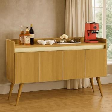 Imagem de Aparador Buffet Sala 4 Portas Marine Pés Madeira Maciça - Várias Cores