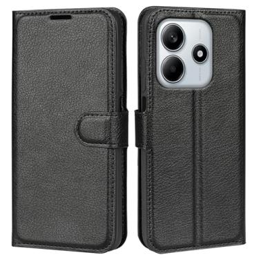 Imagem de Kezaizhe Capa flip para Xiaomi Redmi Note 14 Note14 5G carteira de couro PU capa protetora magnética para celular capa fólio livro com suporte e compartimentos para cartão (preto)