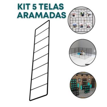 Imagem de Kit 5 Telas Aramada 10x40cm Organização Escritório Recados Anotações P