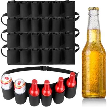 Imagem de Shyyween 5 peças de suporte de cinto de cerveja para homens, ajustáveis, pacote com 6, coldre de lata de refrigerante de cerveja, preto, acessórios para bebida para Oktoberfest, Halloween, Natal