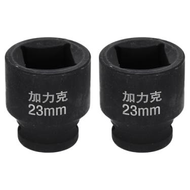 Imagem de HARFINGTON 2 peças soquete quadrado de 4 pontos 1/5.1 cm Drive 23 mm soquete de impacto quadrado métrico CR-V Blackening luva de roda padrão ferramenta de manga pneumática para reparo de automóveis