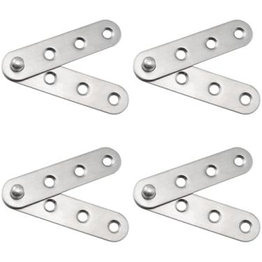 Imagem de BLLNDX 4 peças de dobradiça oculta giratória de 360 graus de aço inoxidável, dobradiça articulada, uma dobradiça articulada para gaveta, armário, janela, guarda-roupa, encaixe de porta de armário