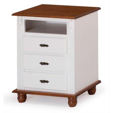 Imagem de Mesa de Cabeceira de Madeira Antique com 3 Gavetas e Nicho - 405 - Mey