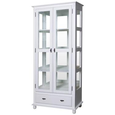 Imagem de Cristaleira de Vidro e Madeira Antique com 2 Portas 1 Gaveta e Espelho