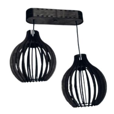 Imagem de Luminária Teto Tipo Pendente Alice Mdf - Completa Cor: Preta