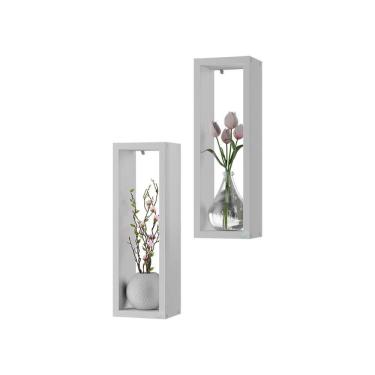 Imagem de Kit Nicho Decorativo Stella Branco para Sala Hall 40 x 10cm