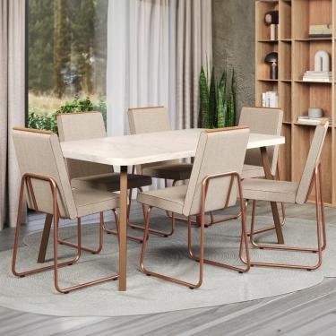 Imagem de Conjunto Sala de Jantar 6 Cadeiras Parma Carraro Petra e Rosê