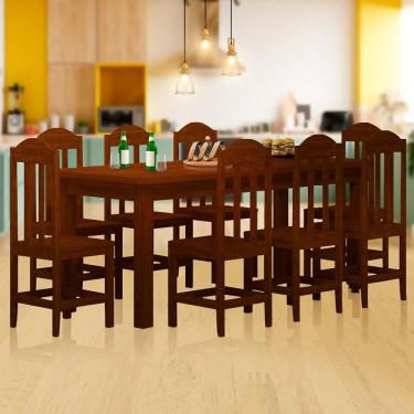 Imagem de Mesa De Jantar 200cm Madeira Maciça 8 Lugares Castanho JM Móveis