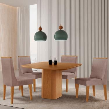 Imagem de Mesa de Jantar Eloise 90cm Tampo MDF Laminado com 4 Cadeiras Lisboa Moderna Mobilia