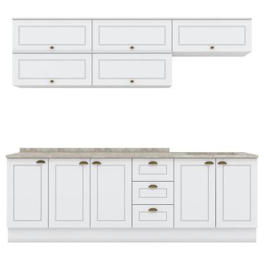 Imagem de Cozinha Modulada 11 Pecas 240 cm CE381 Americana Branco Calcare Henn